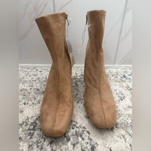 NWT A New Day Taupe Pippa Faux Suede Ankle‎ Boots - Size 10